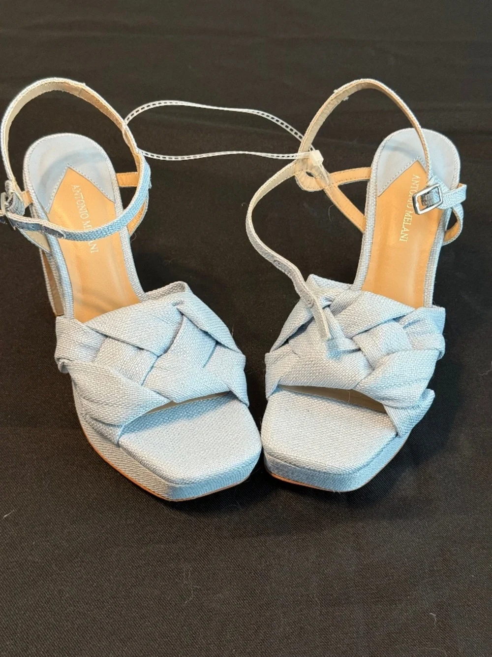 Antonio Melani Mya Linen light Blue Braided Platform Dress Sandals. -Light Baby